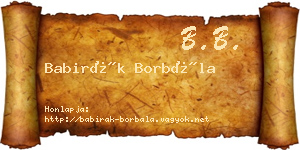 Babirák Borbála névjegykártya